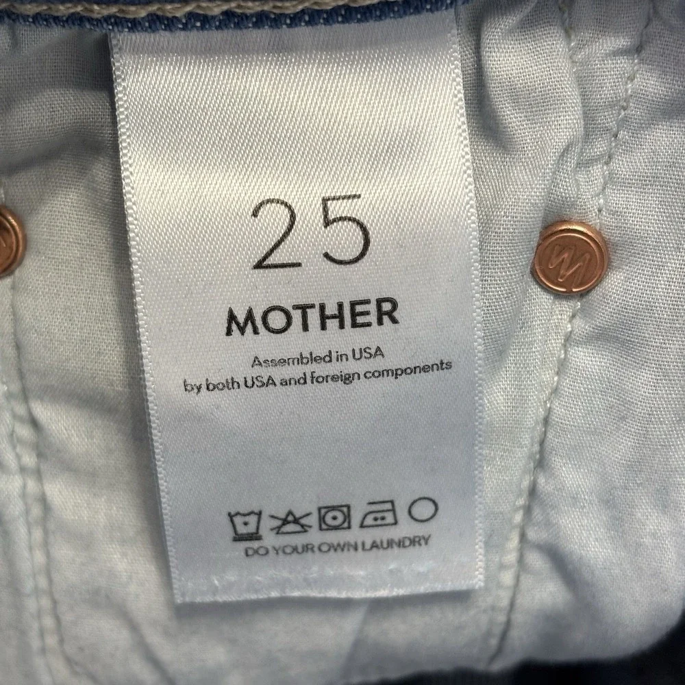 Mother The Insider Ankle Fray Jeans Size 25 Stretch Cotton Blend In Eager Beaver